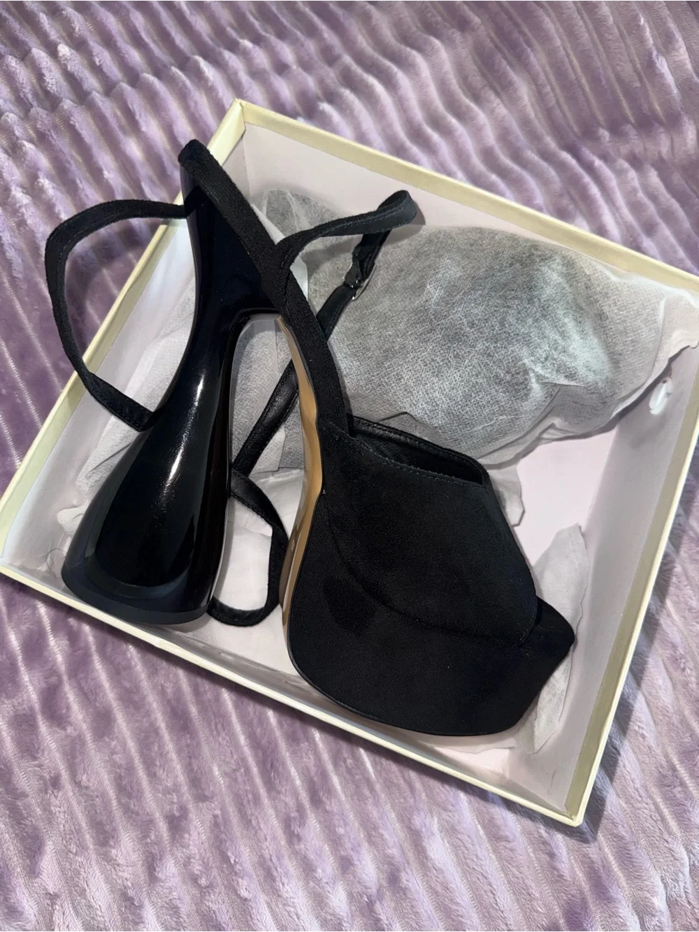 Only Maker Black Platform Ankle-Strap Heels